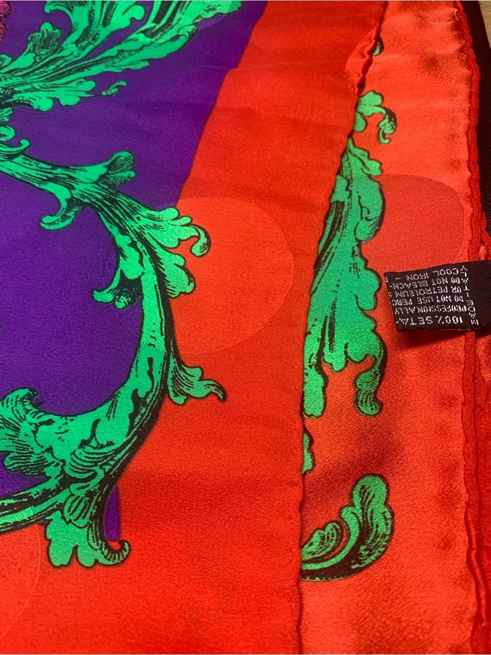 Atelier Versace Bold Baroque Silk Scarf - Purple, Red, Yellow, Green
